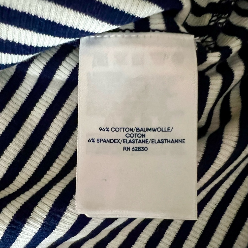 LANDS’ END Deep Sea Tiny Stripe Cotton Rib Tee - Picture 8 of 11